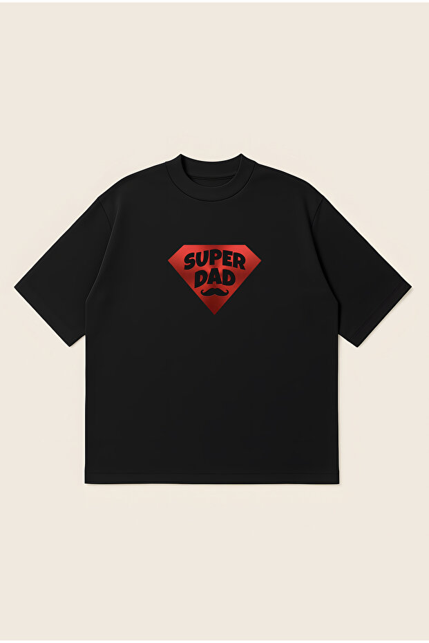 Super Dad Printed Oversize Boxy Cut Unisex 100% Cotton Printed Tshirt