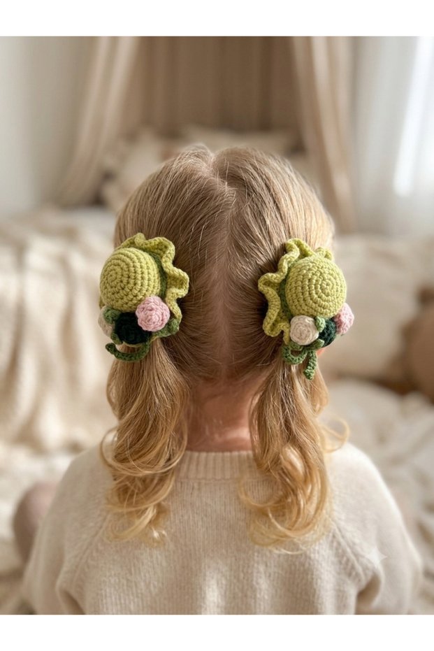 Girl's Knitted Snapback Hat Buckle (Green Shades)
