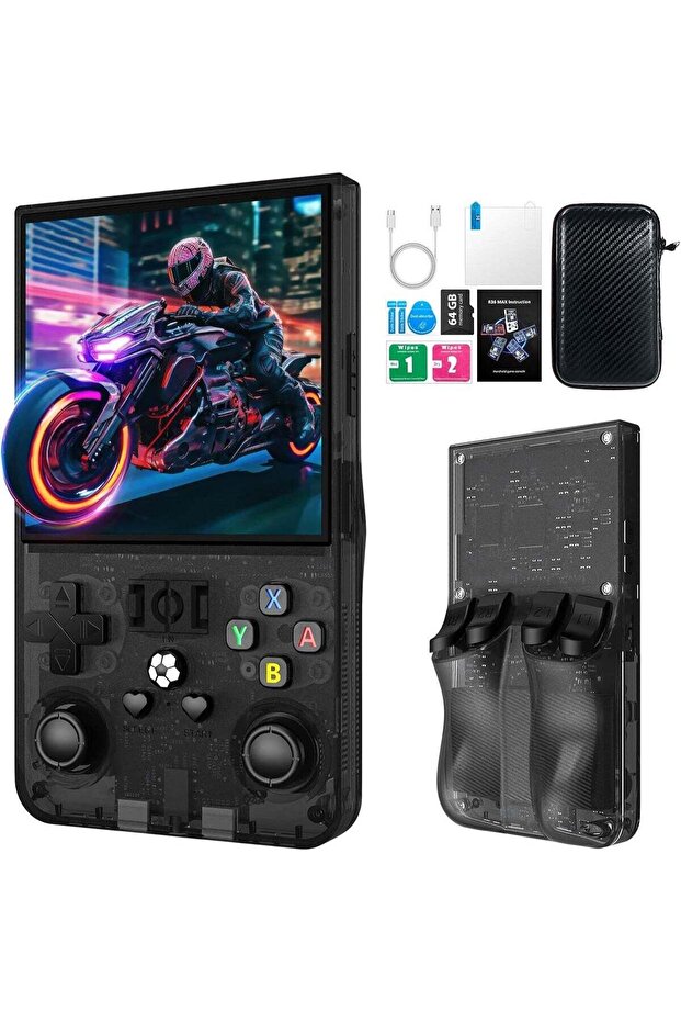 2025 R36MAX Retro Handheld Game Console with 4.0" IPS Screen, Linux, 4000mAh Battery, 64GB Memory – Black