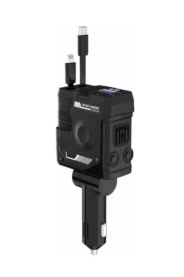 Retractable Car Charger 4 In 1 Fast Car Charger, 66W with Lightning & Type-C Wires, PD 36W