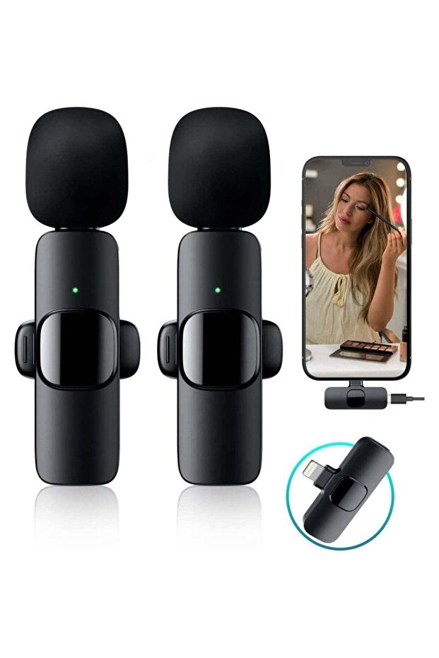 2 PCS Professional Wireless Lavalier Microphone for iPhone iPad only, Cordless Bluetooth Lapel