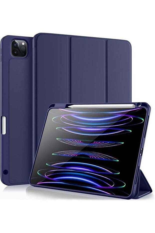 2024 iPad Pro 13 Inch Smart Case with Pencil Holder – Blue, Touch ID Support & Auto Wake/Sleep Function