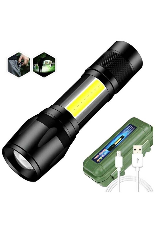 Rechargeable Mini Torch Portable Flashlight | Ultra-Bright Small Handheld Pocket Light with COB Side