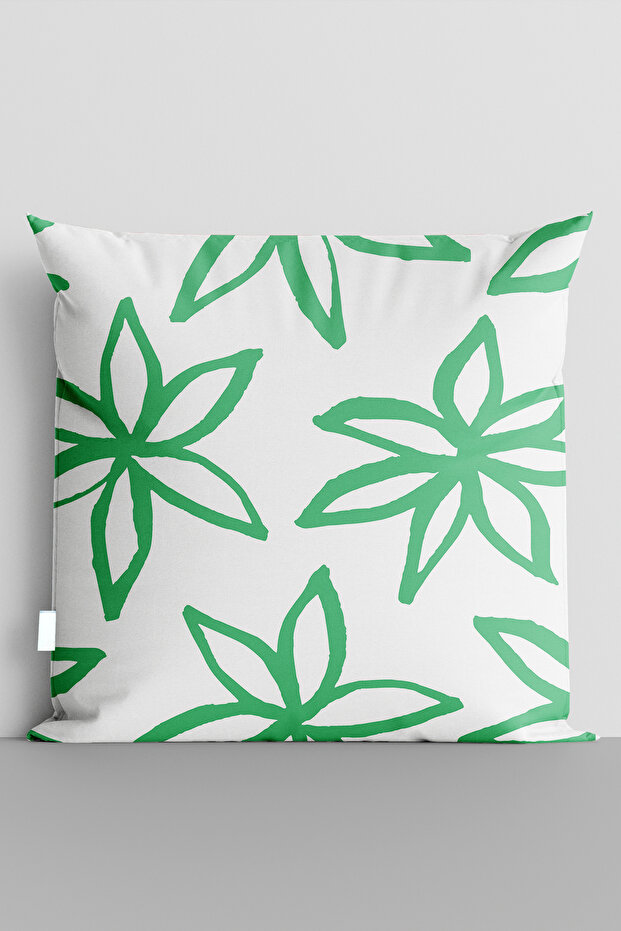 غطاء وسادة مطبوع رقميًا على الوجهين من Green Flowers - 6266