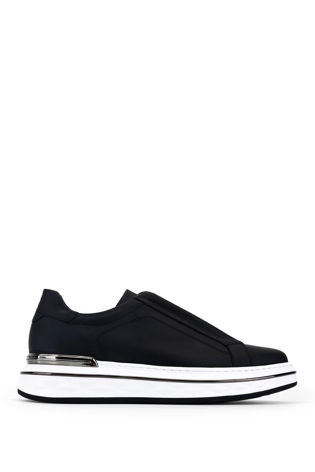 Men's Genuine Leather Black Sneakers & Sports Shoes