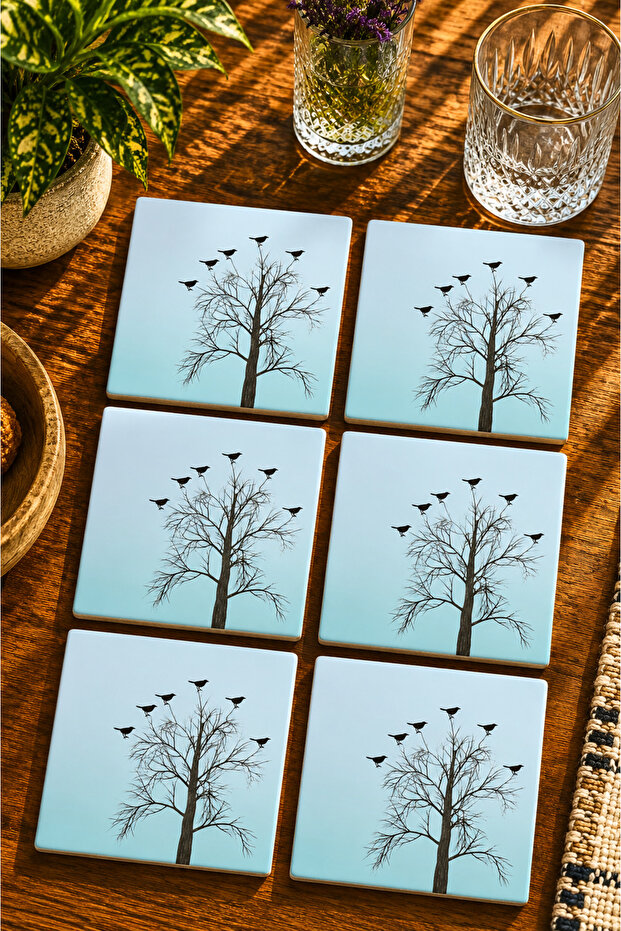 Nature Landscape Themed Modern Set of 6 Coasters - Uv Printing Mdf - 10X10 cm