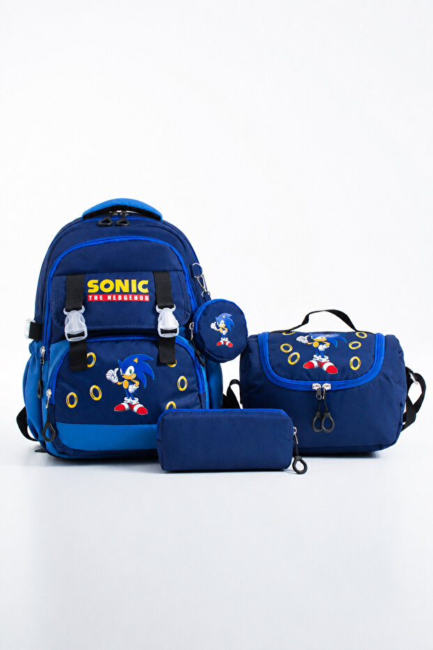 Korean Kawaii 4-Piece School Bag Set Orthopedic Backpack - Twill Fabric, Thermal Lunch Bag, Pencil Case, and Wallet
