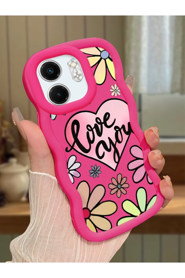 Infinix Smart 9 Compatible Case Camera Protector Red Silicone Couple Phone Case Cover Floral Pattern