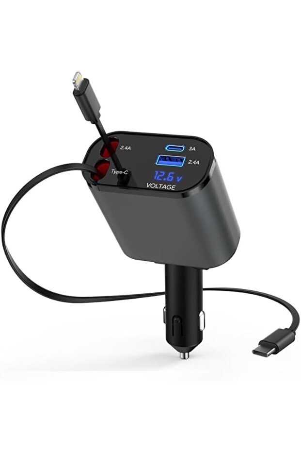 120W Retractable Charger USB Type C Fast Charger with Retractable Cables
