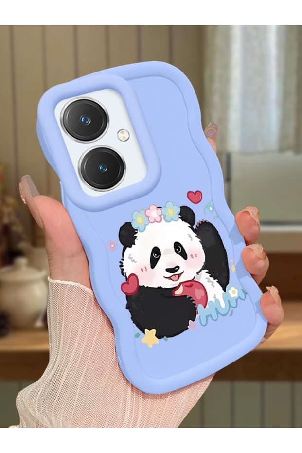 Vivo Y27 Compatible Case Camera Protector Blue Silicone Couple Phone Case Panda Pattern