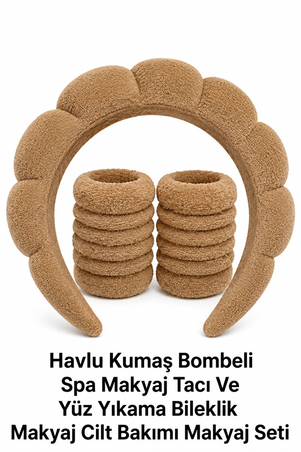 Towel Fabric Bombeli Spa Makeup Crown and Face Washing Bracelet Set