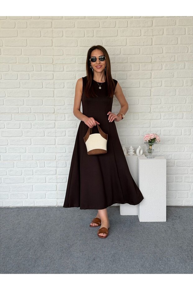 A-Line Sleeveless Midi Modal Dress