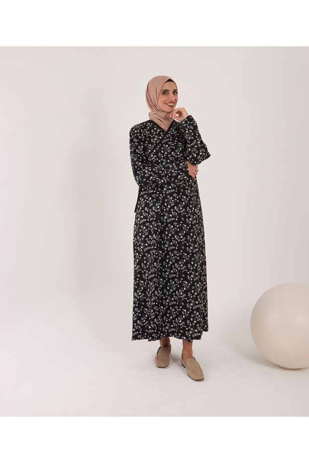 Aysun Teksti̇l Women's Cotton Fabric Wide-Cut Side-Tie Prayer Dress & Prayer Shawl & Robe