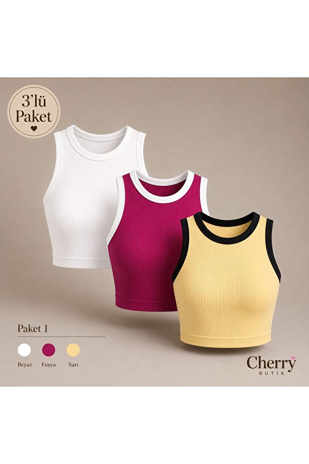 3-Piece Halter Neck Crop Body