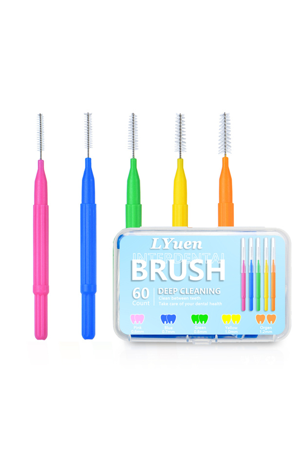 12 pieces per color 5 Sizes Orthodontic Interdental Brushes , 60Pcs Extra Slim Dental Picks, , Thin