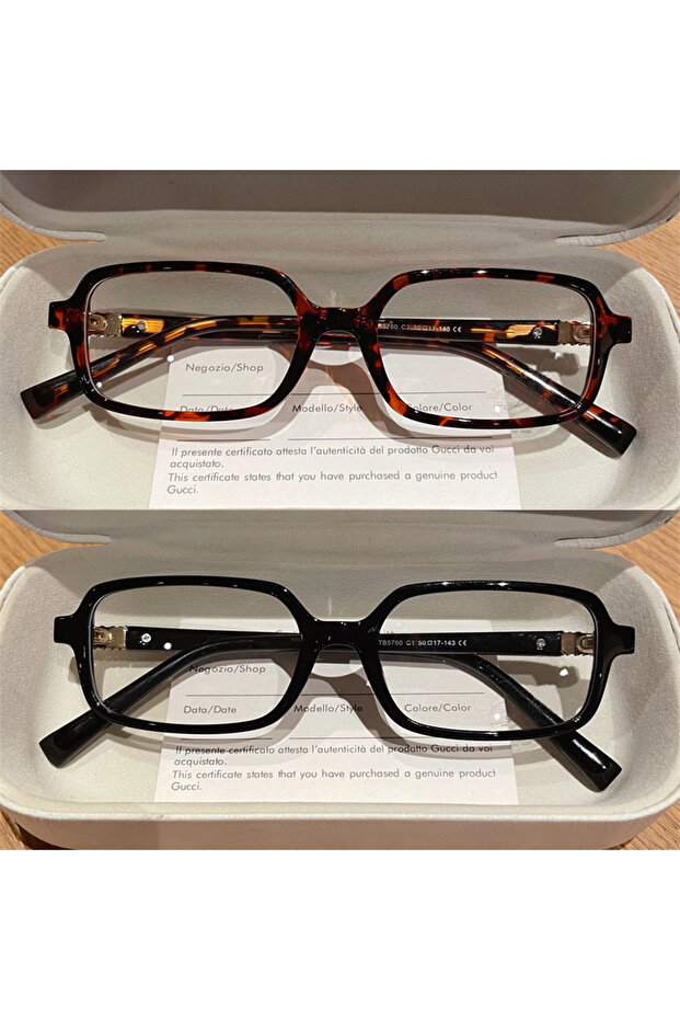 combination-2pcs -2.0 1/2pcs Myopia Glasses Tortoiseshell , Black Anti Blue Light Rectangular Glasse