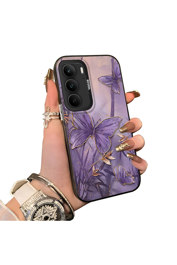 Realme C75 Compatible Silicone Edge Hard Back Case Couple Phone Case Butterfly Pattern
