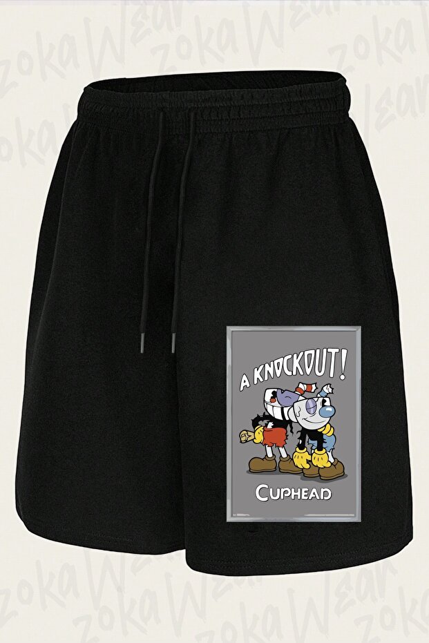 شورت مطبوع بتصميم Knockout Cuphead للجنسين