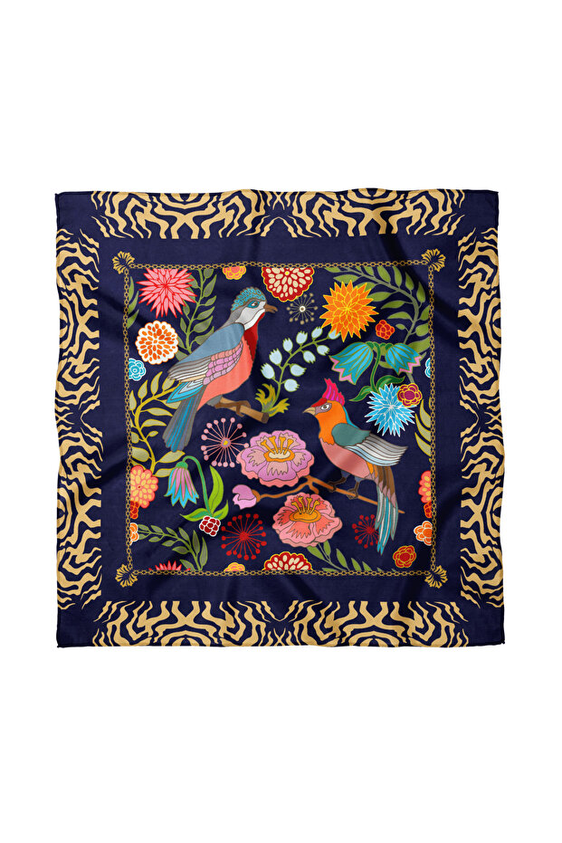 وشاح / باندانا منقوشة بالزهور مقاس 50×50 سم