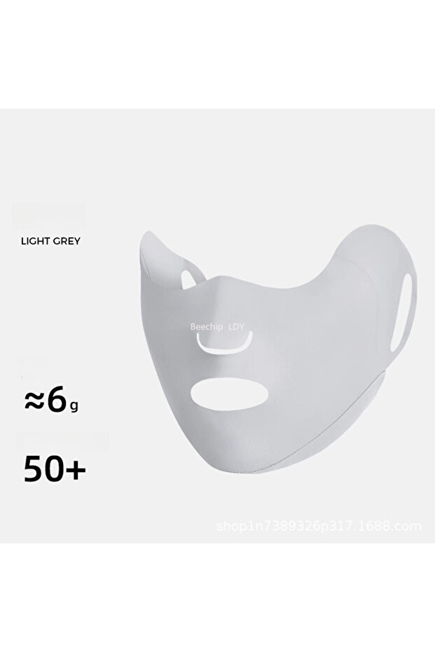 Light Grey 1PC New Breathable Ice Silk Sunscreen Mask Washable Anti-UV Riding Face Cover Unisex Summ