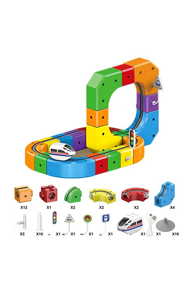 51pcs 51/81/123PCS Magical Track Train USB Rechargeable 3D Building Tracks Cube Rails STEM Education