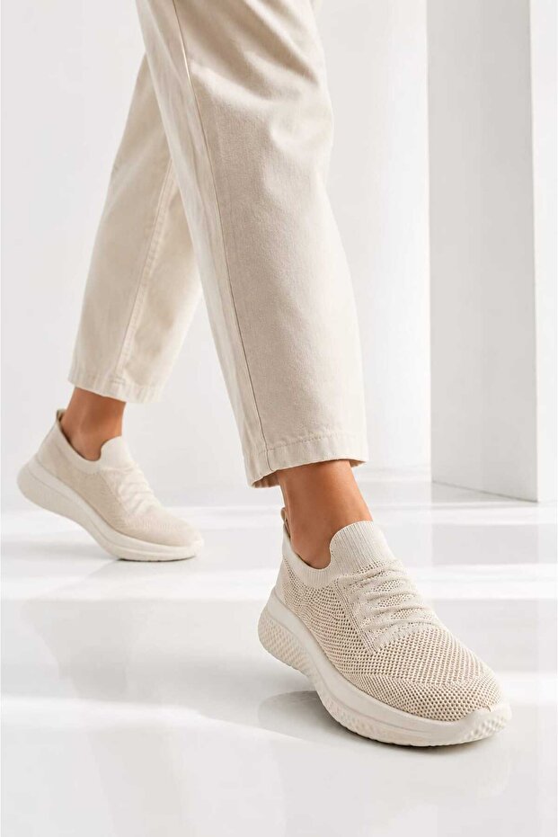 Lace-Up Look, Lightweight and Comfortable Design, Knitwear, Casual Sneakers