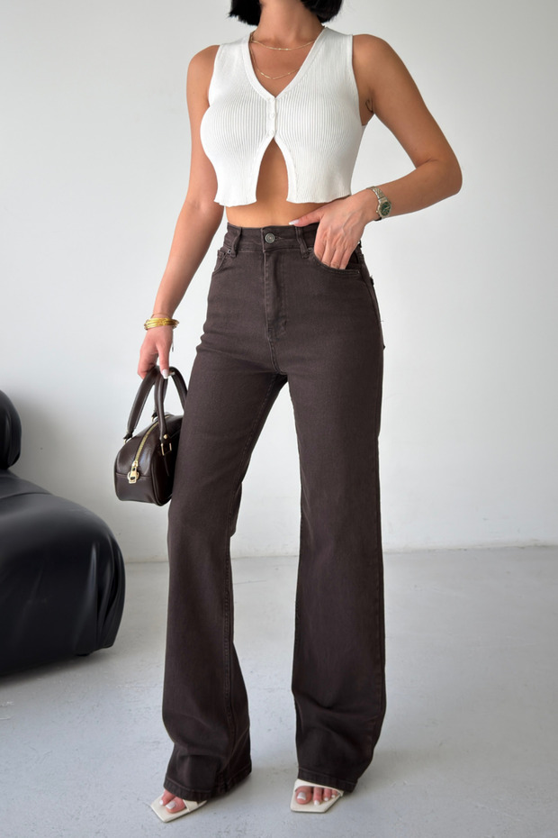 Women's Casual Wide Leg Brown Jeans