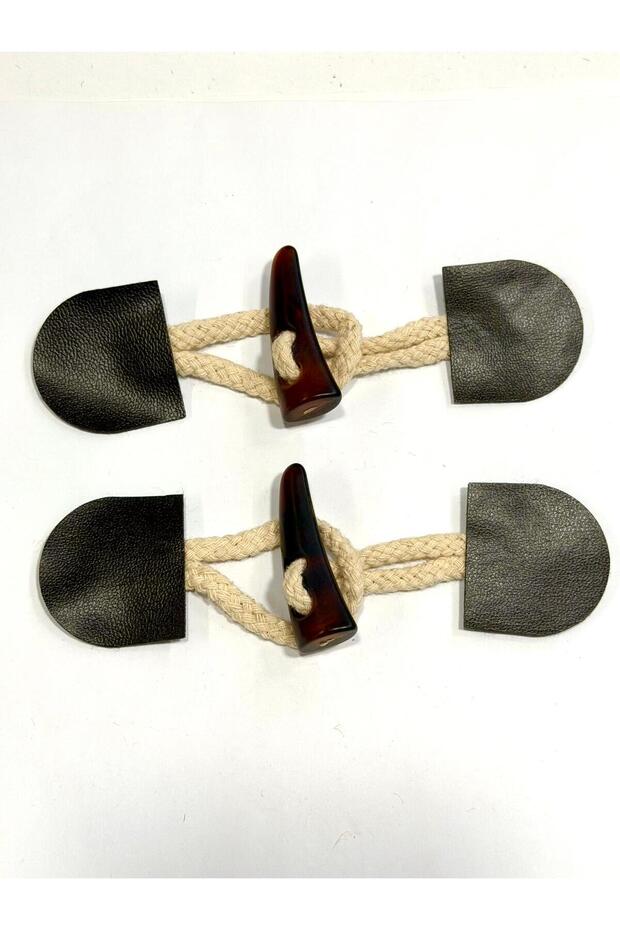 Brown Leather Button with Leather Loop / 14cm / Button Set (Cbn28)