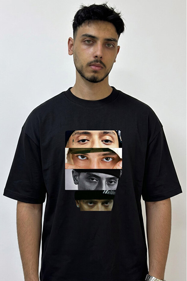 1 Petter Design Printed Oversize Black T-Shirt