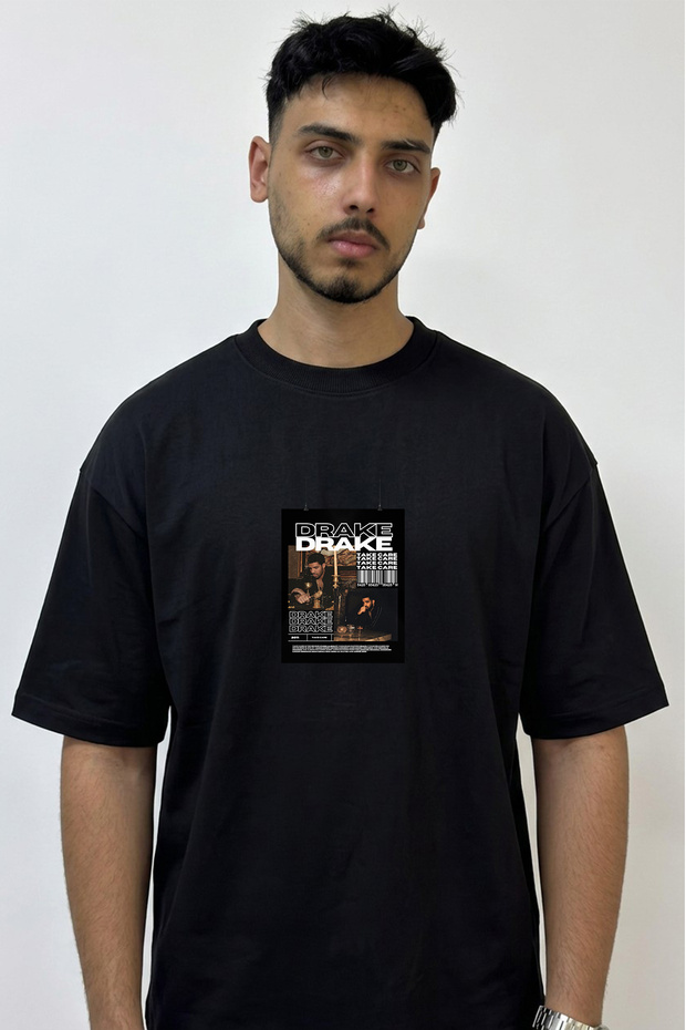 Drake Take Care_1 Design Printed Oversize Black T-Shirt