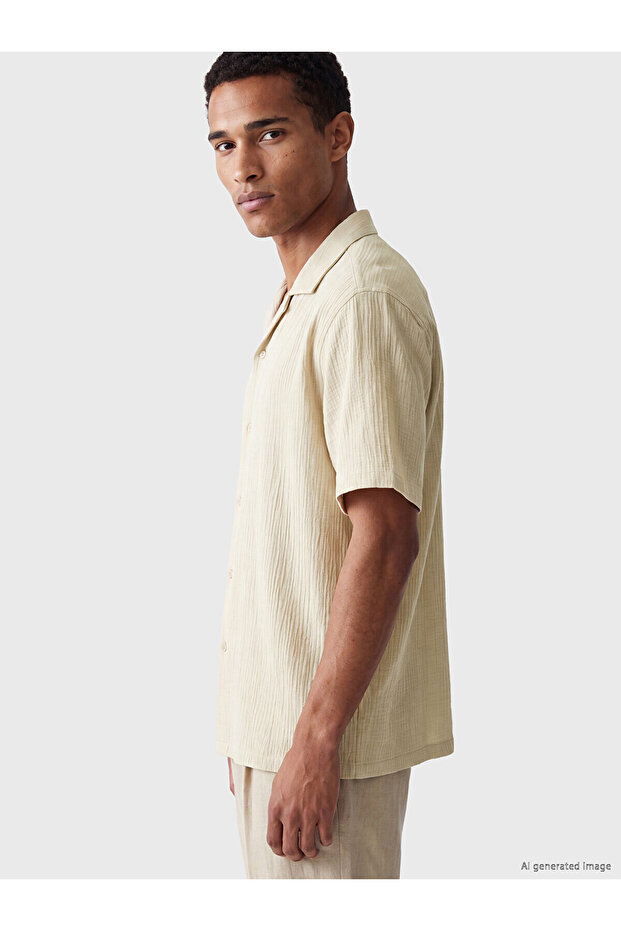 قميص رجالي من NEVAVM بتصميم Regular Fit Krinkle