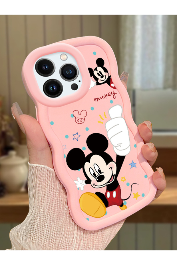 iPhone 13 Pro Max Compatible Case Camera Protector Pink Silicone Couple Phone Case Cute Pattern