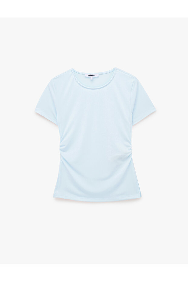 Drawstring Slim Fit Short Sleeve Crew Neck Basic T-Shirt