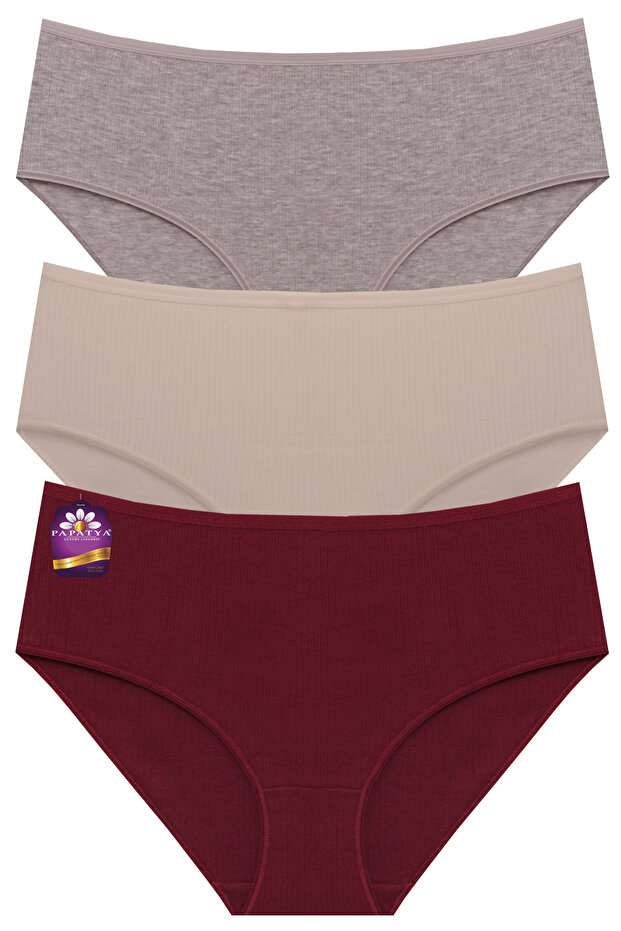 Cotton Ribbed Basic Slip Panties 3-Pack Size 40-42 Pw-1025 -R/3/14