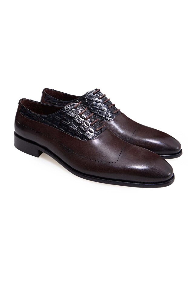 Brown Lace-Up Genuine Leather Men's Shoes
