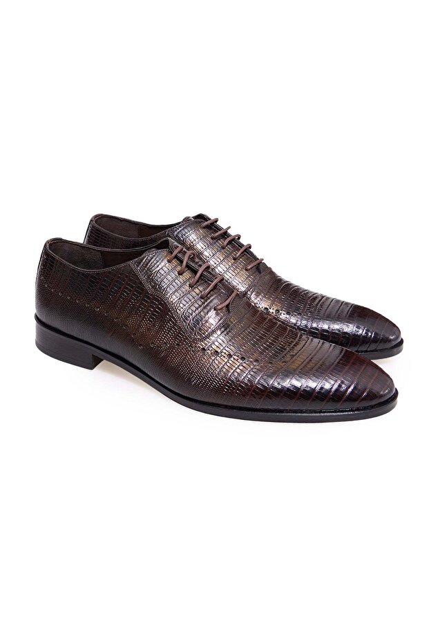 Brown Lace-Up Genuine Leather Men's Shoes
