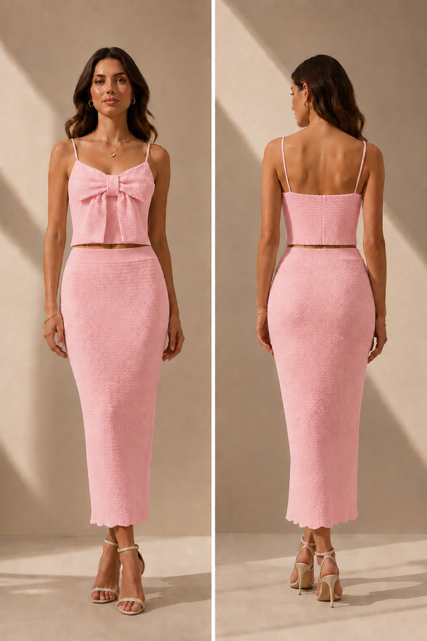 Tricot Set with Bow Detail