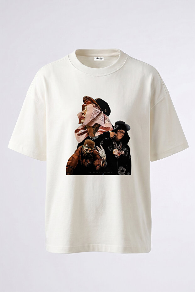 Central Cee_32 Design Printed Unisex Oversize White Tshirt