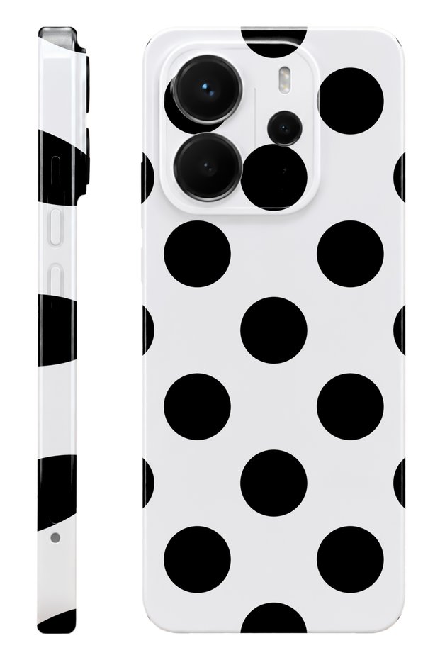 Xiaomi Redmi Note 14 Black Polka Dot Protect Slim Glossy Full Print Camera Protected Phone Case