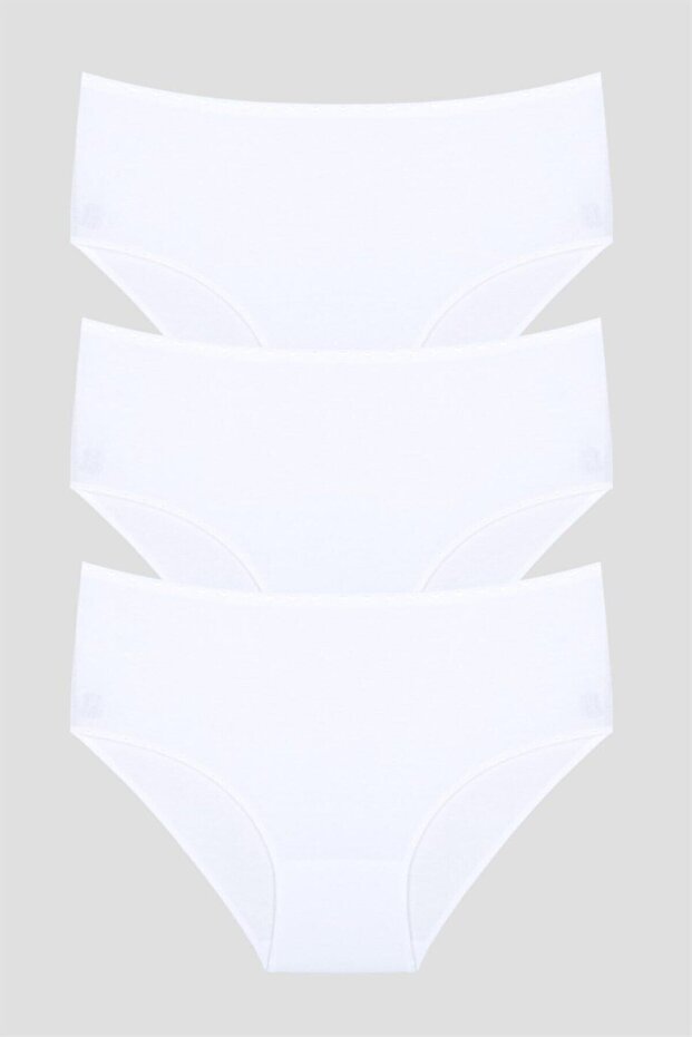 Women's white high waist bato panties 3-pack