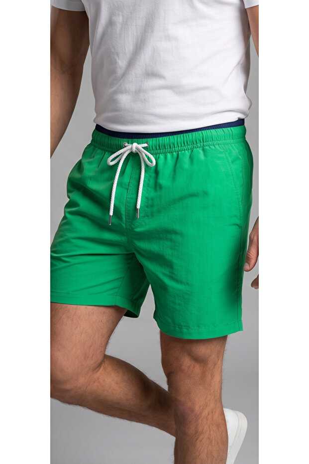 Men's Quick-Drying Swim Shorts with Elastic Waist - Basic Swimwear