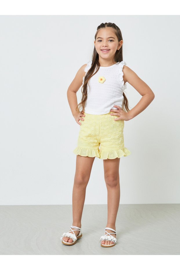 Girls Floral Detail Sleeveless Top and Shorts Set