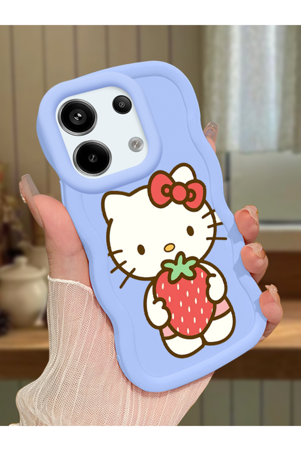 Redmi Note 13 Pro 5g Compatible Case with Camera Protector Blue Silicone Couple Phone Case Kitty Pattern