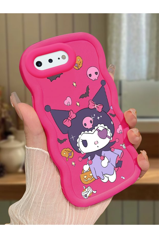 iPhone 8 Plus Compatible Case Camera Protector Red Silicone Couple Phone Case Cartoon Pattern
