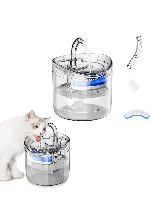 Cat Water Fountain 1.8L, Cat Fountain with 1 Filter, 3 Water Speed Settings and Faucet, Automa