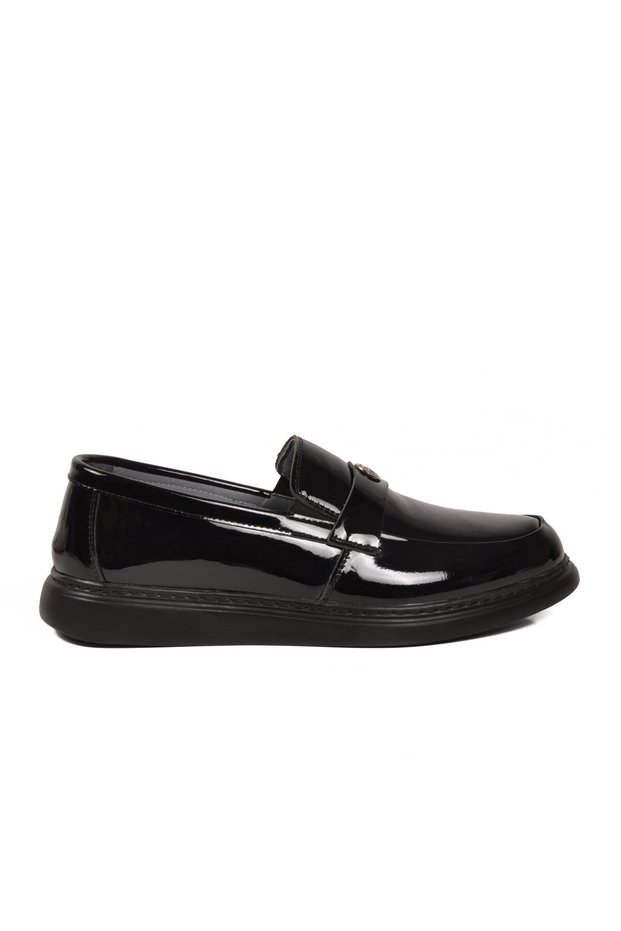 Black Patent Leather Genuine Leather Men's Casual Shoes 3001-B m