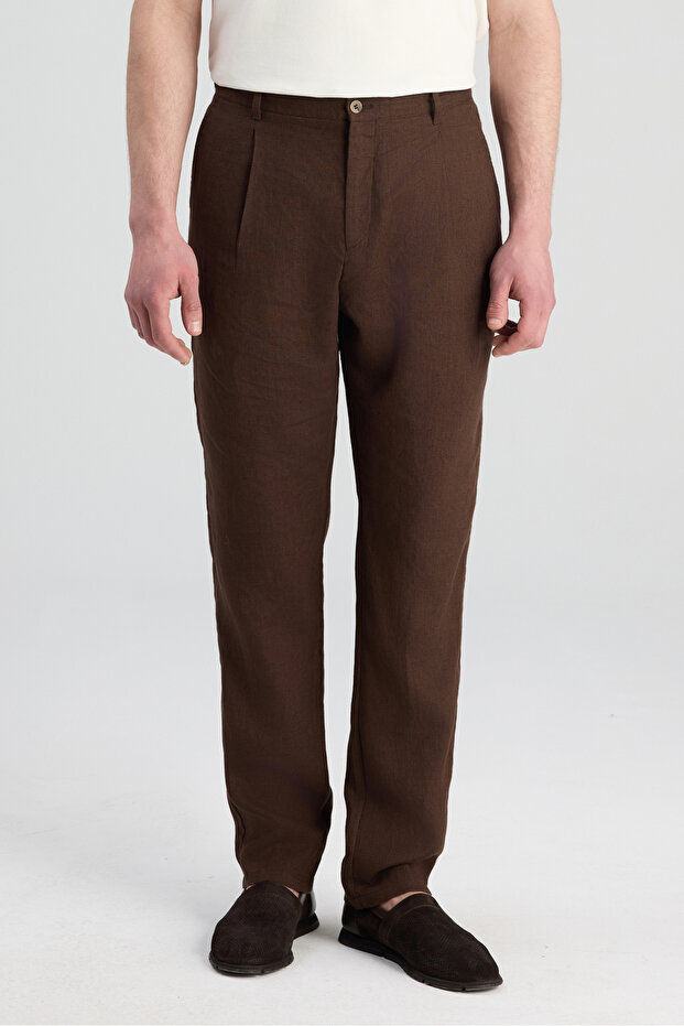 Ds Damat Relaxed Fit Brown Straight Jogger Pants