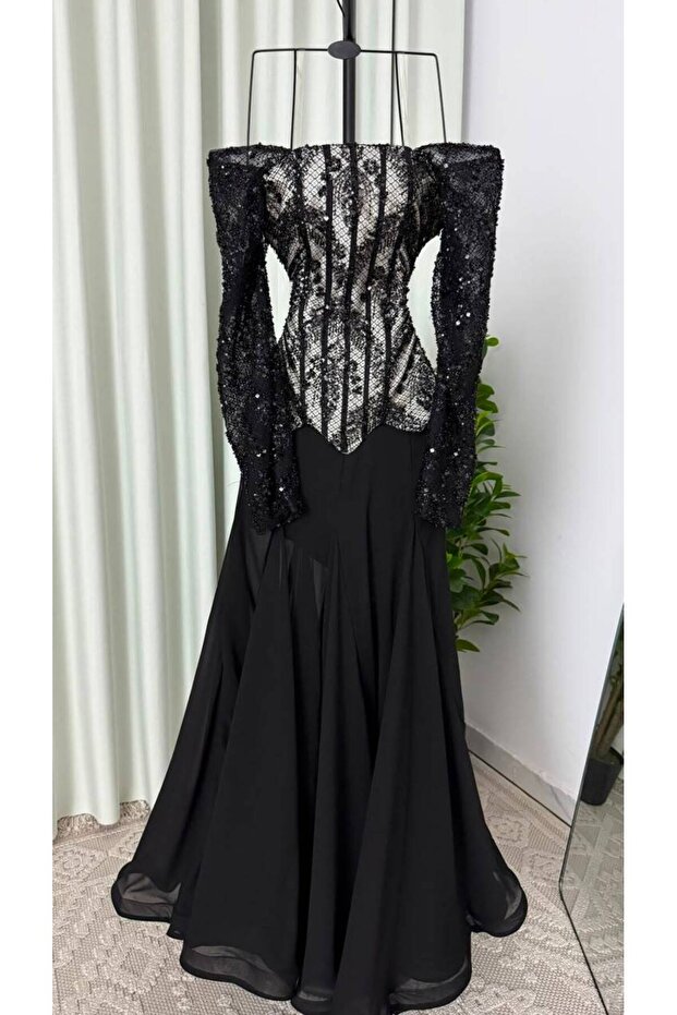 Lace evening dress