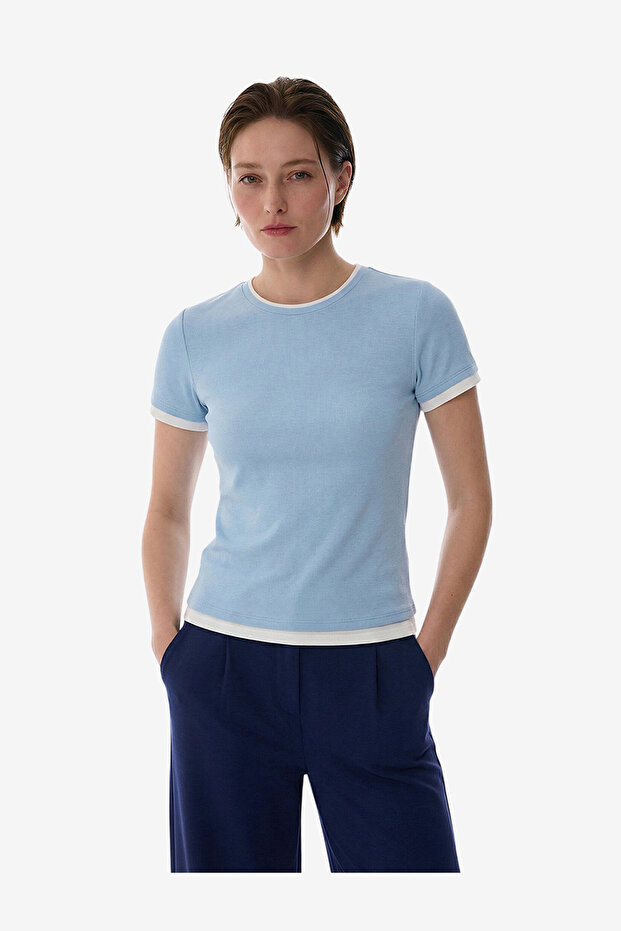 Women Basic Layer Short Sleeve T-Shirt Dark Blue