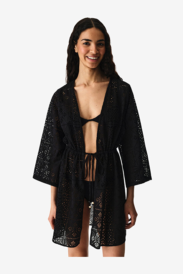 Women Jasmine Black Kimono